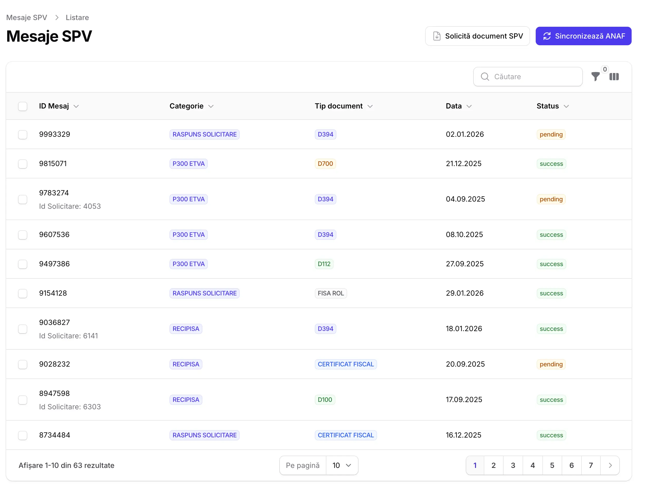Mesaje SPV sincronizate în iSpv — interfață de vizualizare și descărcare